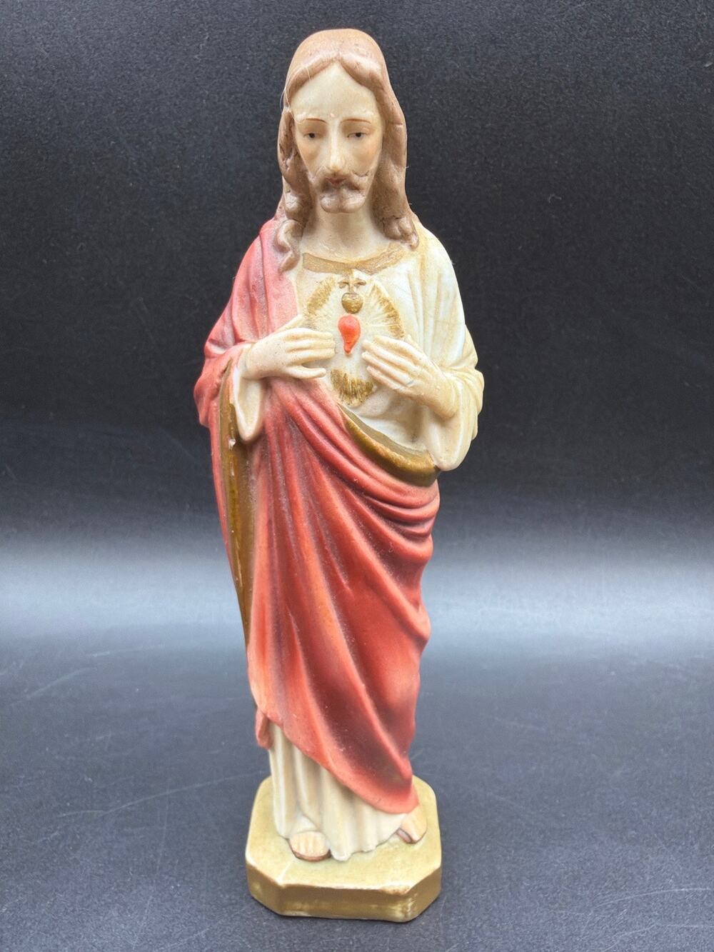 Vintage Sacred Heart of Jesus 6.5” Porcelain Bisque Catholic Christian Statue